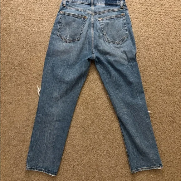 Abercrombie & Fitch Ankle Straight Ultra High Rise Blue Denim Jeans | Curve Love - Picture 2 of 8